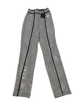 JLUXLABEL Black and White Geometric Wide-Leg Pants